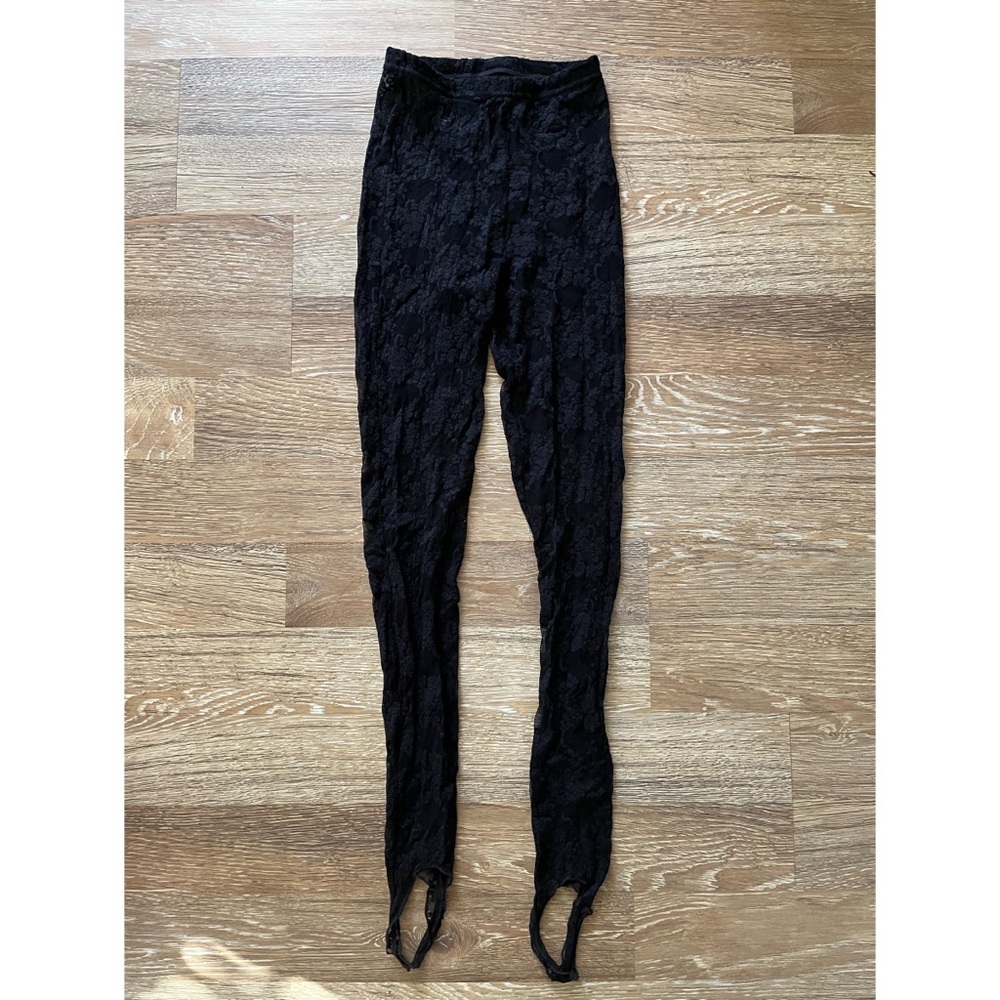 American Apparel Black Lace Stirrup Leggings